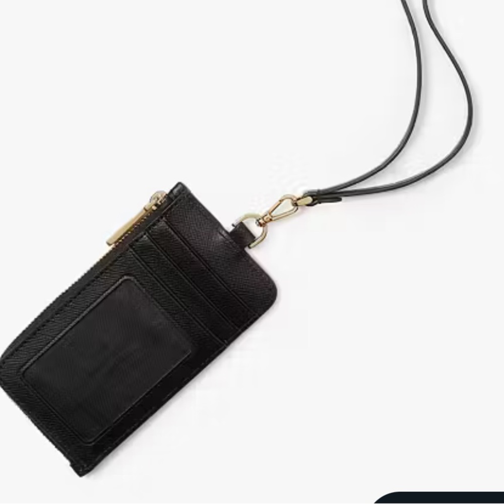 Kate Spade Card Case Lanyard Saffiano Leather Black NWT - Picture 5 of 16
